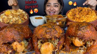 3 SPICY WHOLE ROAST CHICKEN BIRYANI WITH CHICKEN MATKA BIRYANI AND EGG MATKA BIRYANI  ASMR MUKBANG [upl. by Hairehcaz434]