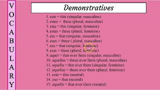 Spanish Demonstratives  Spanish Vocabulary [upl. by Kcarb]