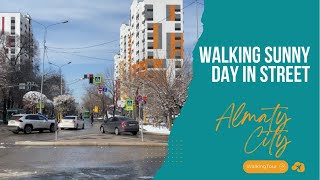 Almaty Spring  Walking Sunny Day in Street  Walking Tour 4k 60fps  Almaty City [upl. by Nylannej]