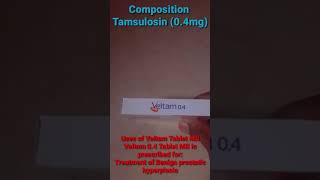 Veltam 04 TabletsTamsulosin 04mg  Tablets YouTube Short MEDICIN Learning HELTH amp FITNESS [upl. by Eenet]