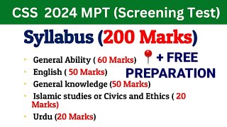 CSS mpt syllabus 2024  css mpt 2024 preparation  css mpt 2024 apply [upl. by Ojyram]