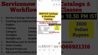 ServiceNow service Catalogs amp Workflow Training servicenow skfacts [upl. by Zasuwa]