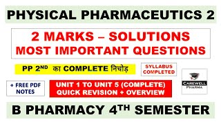 2 Marks Solutions  Physical pharmaceutics 4th semester important questions  Carewell Pharma [upl. by Teddie283]