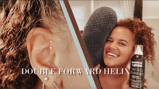 Double Forward HelixWHAT TO KNOW BEFORE GETTING A PIERCING TIPS amp MORE [upl. by Rehposirhc522]