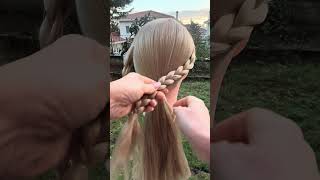 Creative braided ponytail for a fancy dinner 🩵 hairbraids hairstyle dinnerdate hairtutorial [upl. by Ettegdirb588]