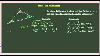 Sinus Kosinussatz Formeln und Beispiel [upl. by Naujd231]