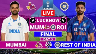 Irani Cup 2024 Live Mumbai vs Rest of India Day 3 Live Scores  MUM vs ROI Live Scores amp Commentary [upl. by Nutsud]