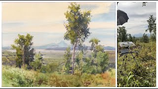 20240905 View of the surroundings of PetropavlovskKamchatsky Watercolor plein air painting [upl. by Vernon]