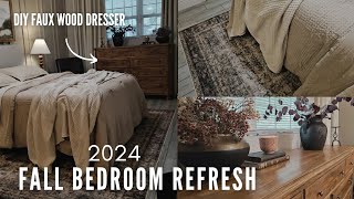 Small Bedroom makeover  Early fall decorate with me  Diy faux wood dresser  karrielynn [upl. by Primrose]