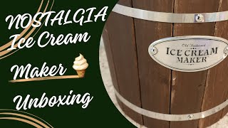 🍦Nostalgia 4 Quart Electric Ice Cream Maker Wood Bucket Unboxing 🪣 🍨 🥄 Unboxing review icecream [upl. by Nwadahs]