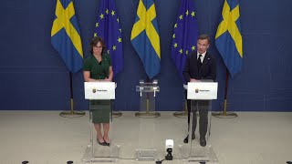 Statsminister Ulf Kristersson bjuder in till pressträff för att presentera ny EUkommissionär [upl. by Haggi962]