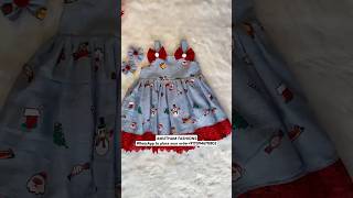 Light blue color christmas theme printed cotton strap sleeves frockkidswear [upl. by Trevar]