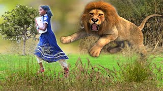 Lion Attack Man in Forest  Lion Attack Hunter  Lion Attack Stories Part16 [upl. by Korns]