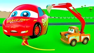 EXCAVATOR Tow Truck Learning Story Construction Vehicles Mack Garbage Truck Mcqueen Cars [upl. by Tempest505]