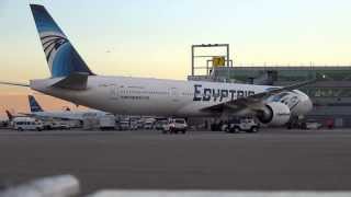 Egypt Air Boeing 777 Pushback Emirates A380 amp Singapore A380  JFK by jonfromqueens [upl. by Ardnaxela]