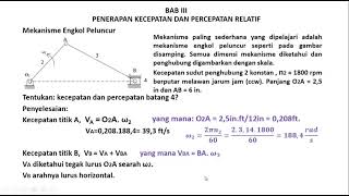 Kuliah Kinematika BAB III Penerapan Kecepatan dan Percepatan Relatif Part 1 [upl. by Naahs692]