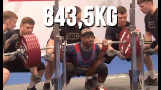 Russel Orhii USA Squat World Record  2nd Place 8435kg Total  83kg Class  IPF Worlds 2024 [upl. by Ardnnaed]