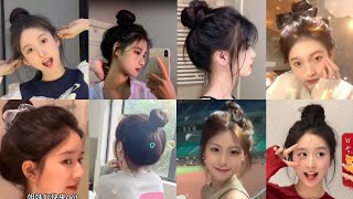 Easy high bun hairstyle 🌈 Super Cute Bun Hairstyle Tutorial 💥 Korean bun Hairstyle [upl. by Gristede]