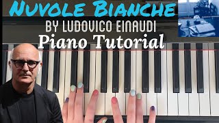 Nuvole Bianche by Ludovico Einaudi  Easy Piano Tutorial [upl. by Ynattib]