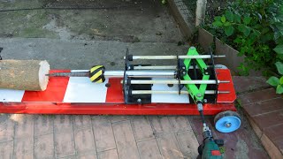 Homemade Wood SPLITTER using CAR Jack A simple Way to split Firewood Homemade inventions TEST [upl. by Ainex350]