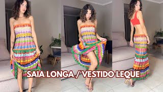 VESTIDO OU SAIA LONGA LEQUE  PAP CROCHET Tutorial  Passo a passo [upl. by Hachmin]