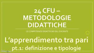 24 CFU  METODOLOGIE DIDATTICHE LAPPRENDIMENTO TRA PARI  introduzione [upl. by Eelrehpotsirhc]