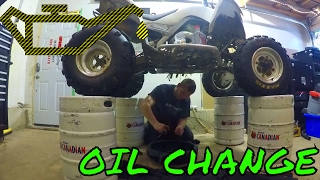 HOW TO CHANGE OIL ON FOUR STROKE ATV YAMAHA RAPTOR 700 Enduro Skills [upl. by Eladroc]