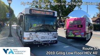 Full Route W VTA 0177 on Route 53  2010 Gillig Low Floor Hybrid 40 [upl. by Barker]