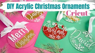 DIY Acrylic Christmas Ornaments with CRICUT  How to Customize Acrylic Circles with Vinyl amp Glitter [upl. by Euqinemod]