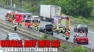 AUFFAHRUNFALL AUF DER A3  2 PKW beteiligt  Langer Stau  Feuerwehr Leverkusen im Einsatz [upl. by Sven]