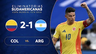 COLOMBIA vs ARGENTINA 21  RESUMEN  ELIMINATORIAS SUDAMERICANAS  FECHA 8 [upl. by Suki769]