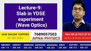 Lecture9 Slab in YDSE experiment Wave Optics [upl. by Kubiak]