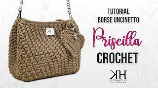 TUTORIAL BORSE UNCINETTO  quotPriscillaquot CROCHET BAG  PUNTO SPIGA ♡ Katy Handmade [upl. by Sissy178]