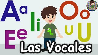 Las vocales para niños Aprende las vocales en español A E I O U para pequeñitos [upl. by Yvel]