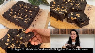 बिना Sugar बिना Maida बिना Oven Eggs The Fudgiest Chocolate Oats Gur Brownie  Brownie In Kadai [upl. by Moncear166]