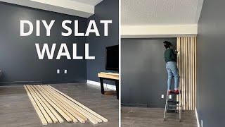 Modern Living Room Design Part 1  DIY Wood Slat Wall [upl. by Giliane414]