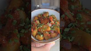 Plantain Gnocchi With a Chilli Chorizo tomato sauce italian cooking recipes fusionfood foodie [upl. by Domenic]