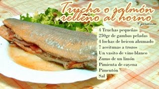 Como hacer TRUCHA O SALMÓN RELLENO al horno [upl. by Ertnom]