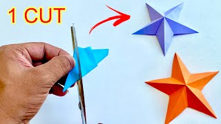 Do this to Make a Perfect Shape Star in Just ONE CUT  Paper Craft [upl. by Nelda381]