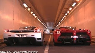 LaFerrari vs Ferrari Enzo INSANE Rev Battle [upl. by Ylera]