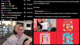 xQc Reacts to Logan Paul amp KSI Getting Heat after Announcing quotLunchlyquot a Lunchables Competitor [upl. by Gnart849]