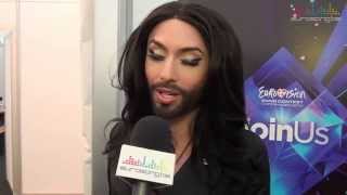 Interview Conchita Wurst in Copenhagen Eurovision 2014 Austria [upl. by Barta82]