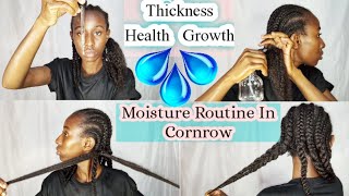 How to Moisturize and grow natural hair while in CORNROWS braids [upl. by Nayek233]