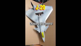 J20 RC plane chasing streamers j20 aviation diy craft build chase stealth drone foamboard [upl. by Adnaugal]