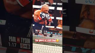 My glove is yummy😋 fake fight Mike Tyson Jake Paul glove biting [upl. by Bigner]