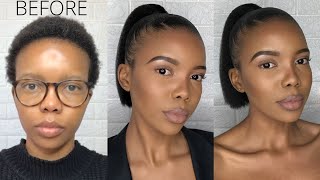 HOW TO DO A BLUNT CUT PONYTAIL ON SHORT NATURAL HAIR R100  US 573  4C HAIR  NO HEAT [upl. by Lahey]