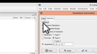 Computing mean sd median IQR in Rcmdr [upl. by Ulita]