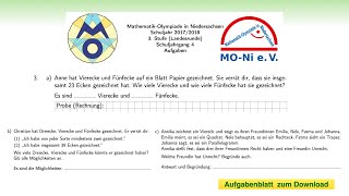 NI570433 🏋️‍♀️ MathematikOlympiade 2018 🏋️‍♀️ Klasse 4  Aufgabe 3  3 Stufe Landesrunde [upl. by Otxis]