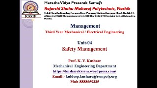 Management Unit 4 Safety Management Lect36 amp 37 [upl. by Jena]