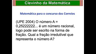 Correios  IBFC  Matemática  Dízima Periódica [upl. by Savdeep]